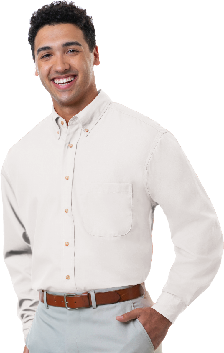 Blue Generation Men's L/S Superblend Poplin Shirt with Bone Buttons-BG7216