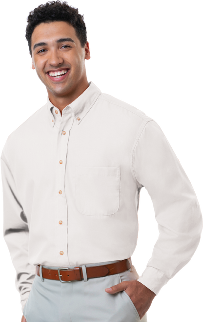 Blue Generation Men's L/S Superblend Poplin Shirt with Bone Buttons-BG7216