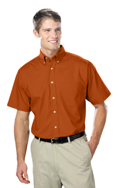 Blue Generation Men's Short-Sleeve Superblend Poplin Shirt with Bone Buttons-BG7216S