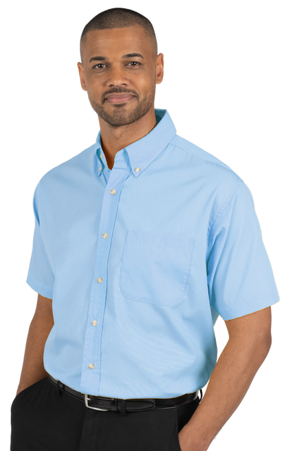 Blue Generation Men's Short-Sleeve Superblend Poplin Shirt with Bone Buttons-BG7216S