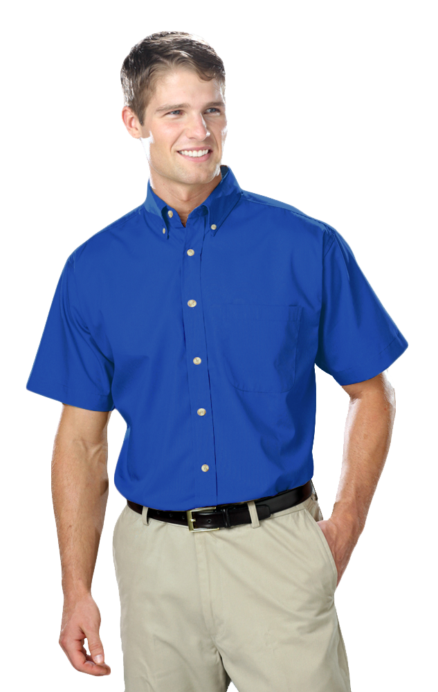 Men's Superblend Poplin Shirt with Bone Buttons S/S Shirt