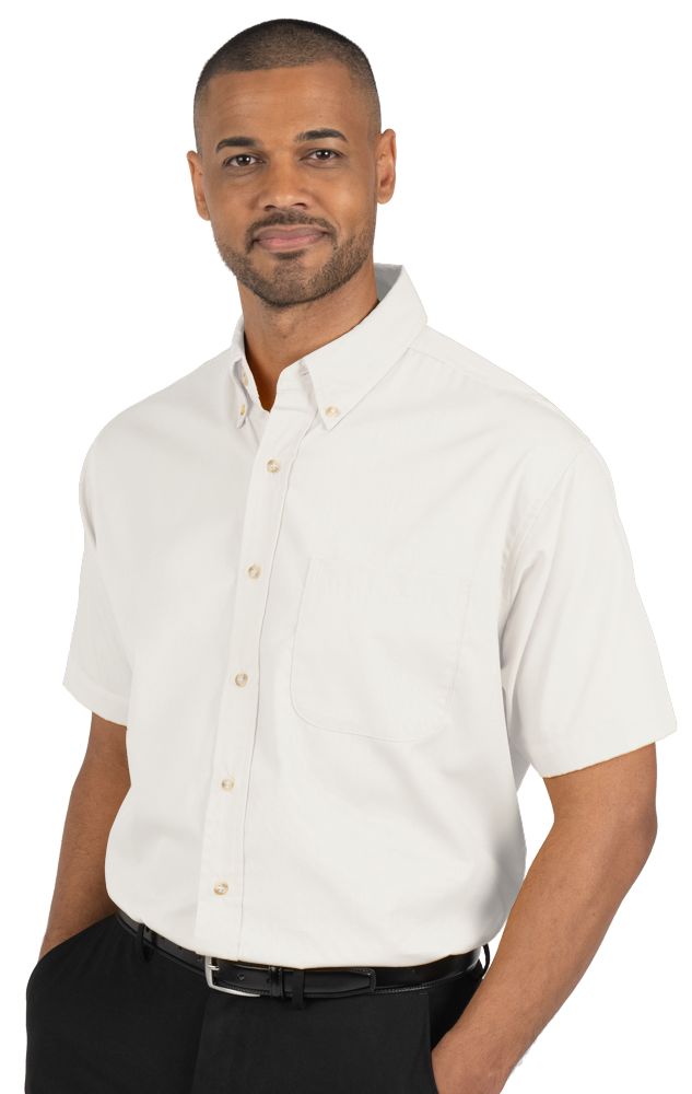Blue Generation Men's Short-Sleeve Superblend Poplin Shirt with Bone Buttons-BG7216S
