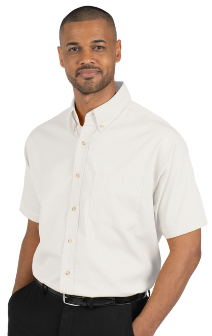 Blue Generation Men's Short-Sleeve Superblend Poplin Shirt with Bone Buttons-BG7216S