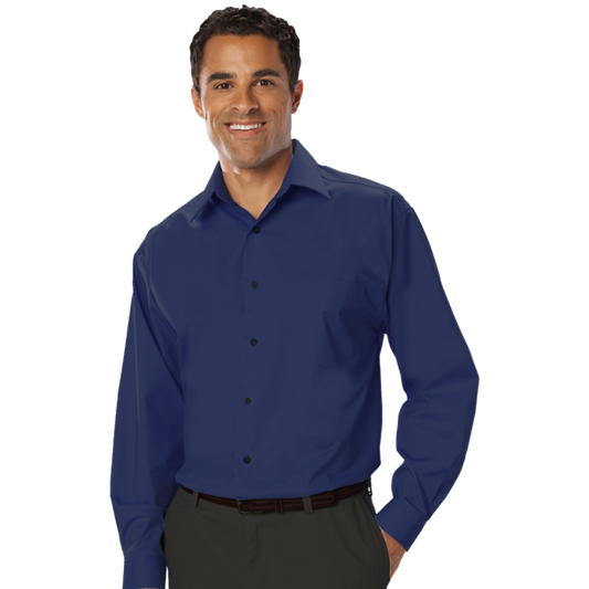Blue Generation Men's L/S Stretch Poplin Shirt - BG7218C - Navy (S, XL, 2XL, 3XL, 4XL, 5XL, 6XL)