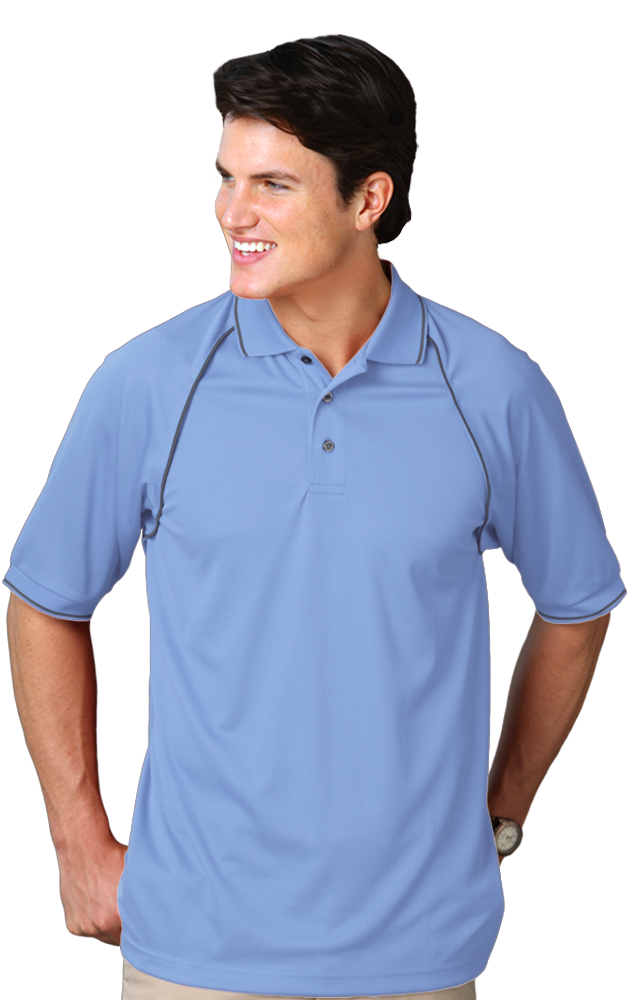 Blue Generation Men's Wicking Contrast Piping S/S Polo