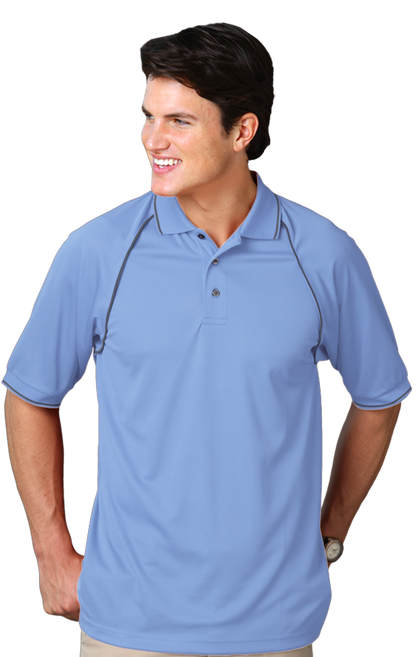 Blue Generation Men's Wicking Contrast Piping S/S Polo