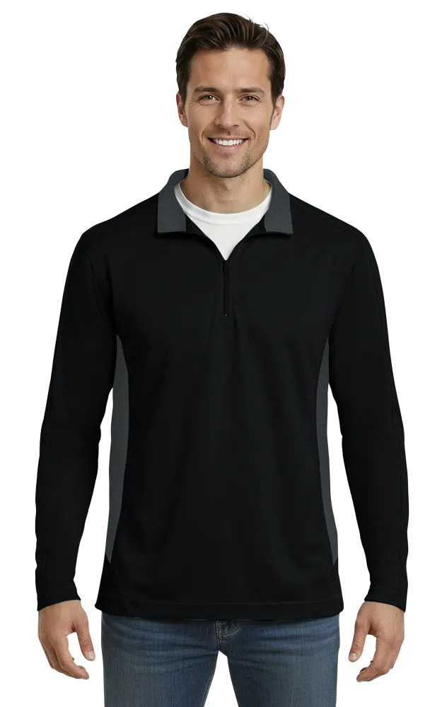Blue Generation Men's Wicking Colorblock L/S Zip Pullover-BG7222