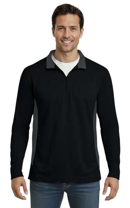 Blue Generation Men's Wicking Colorblock L/S Zip Pullover-BG7222