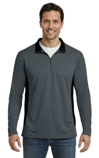 Blue Generation Men's Wicking Colorblock L/S Zip Pullover-BG7222
