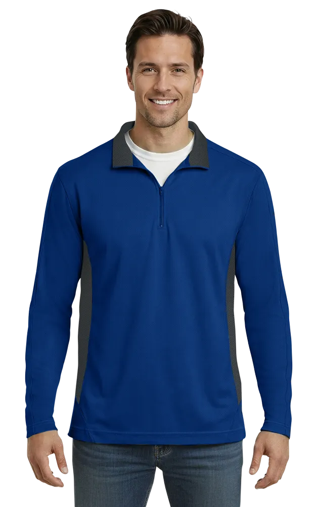 Blue Generation Men's Wicking Colorblock L/S Zip Pullover-BG7222