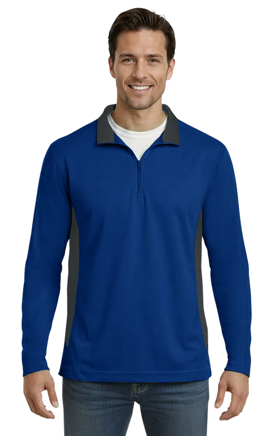 Blue Generation Men's Wicking Colorblock L/S Zip Pullover-BG7222