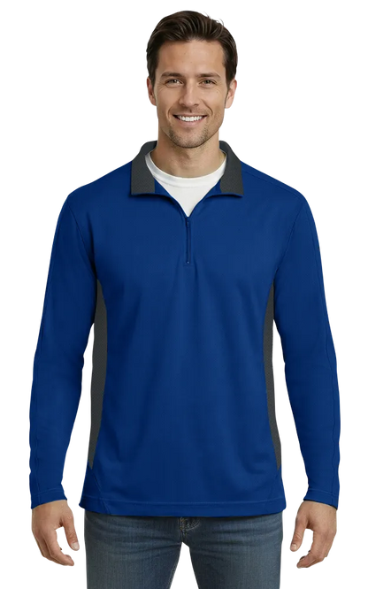 Blue Generation Men's Wicking Colorblock L/S Zip Pullover-BG7222
