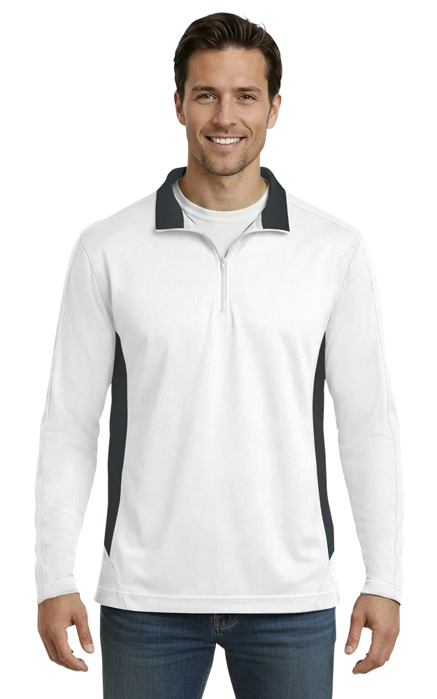 Blue Generation Men's Wicking Colorblock L/S Zip Pullover-BG7222