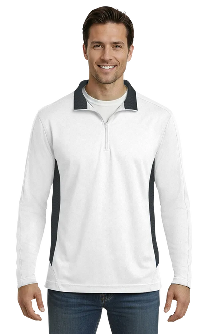 Blue Generation Men's Wicking Colorblock L/S Zip Pullover-BG7222