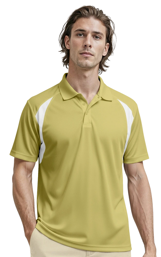 Blue Generation Men's Wicking Raglan Sleeve Polo-BG7223 Vegas Gold White