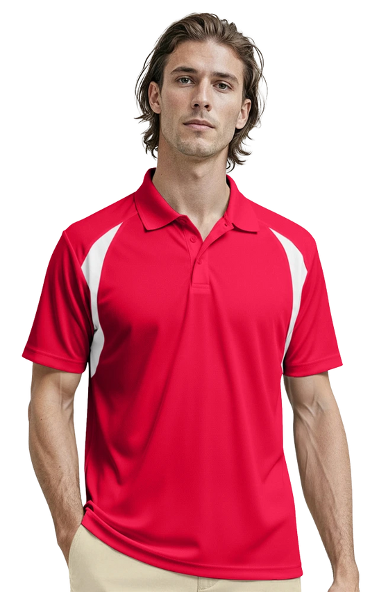 Blue Generation Men's Wicking Raglan Sleeve Polo-BG7223 Red White