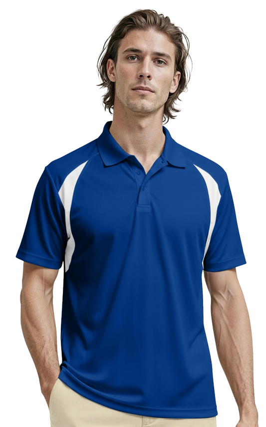 Blue Generation Men's Wicking Raglan Sleeve Polo-BG7223 Royal White