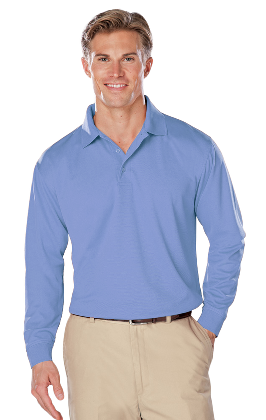 Blue Generation Men's Snag Resistant Wicking L/S Polo-BG7225 -Light Blue