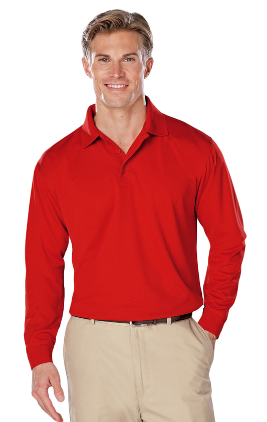 Blue Generation Men's Snag Resistant Wicking L/S Polo-BG7225 -Red