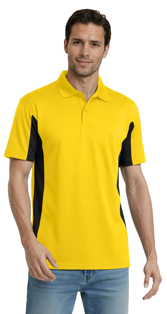 Blue Generation Men's Snag Resist Colorblock Polo-BG7226 Yellow Black