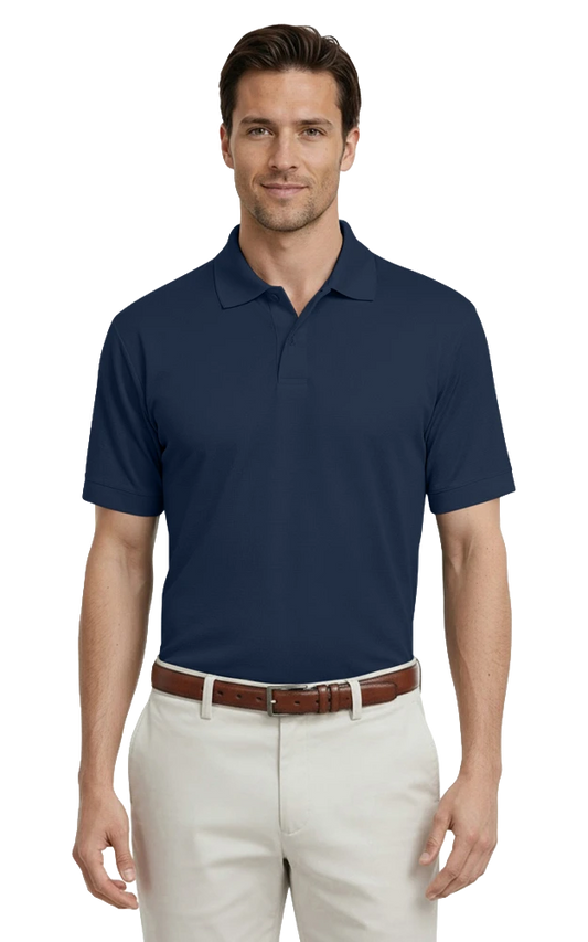 Blue Generation Adult Tonal Stripe Wicking Polo-BG7227 -Navy