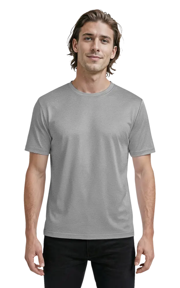 Blue Generation Men's Heathered Crew Neck Tee-BG7228