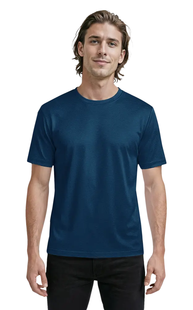 Blue Generation Men's Heathered Crew Neck Tee-BG7228