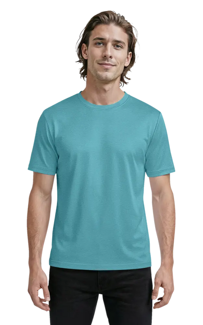 Blue Generation Men's Heathered Crew Neck Tee-BG7228