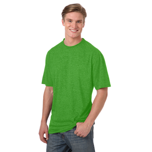 Blue Generation Men's Heathered Crew Neck Tee - BG7228C - Heather Kelly (S, M, 3XL, 4XL, 5XL, 6XL) - Basics Clothing Store