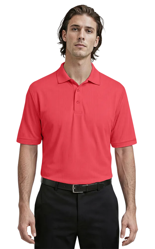 Blue Generation Men's Short-Sleeve Nailhead Polo-BG7232 -Red Nailhead