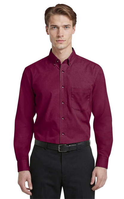 Blue Generation Men's L/S Superblend Poplin Shirt with Matching Buttons-BG7266