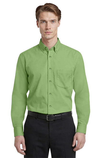 Blue Generation Men's L/S Superblend Poplin Shirt with Matching Buttons-BG7266