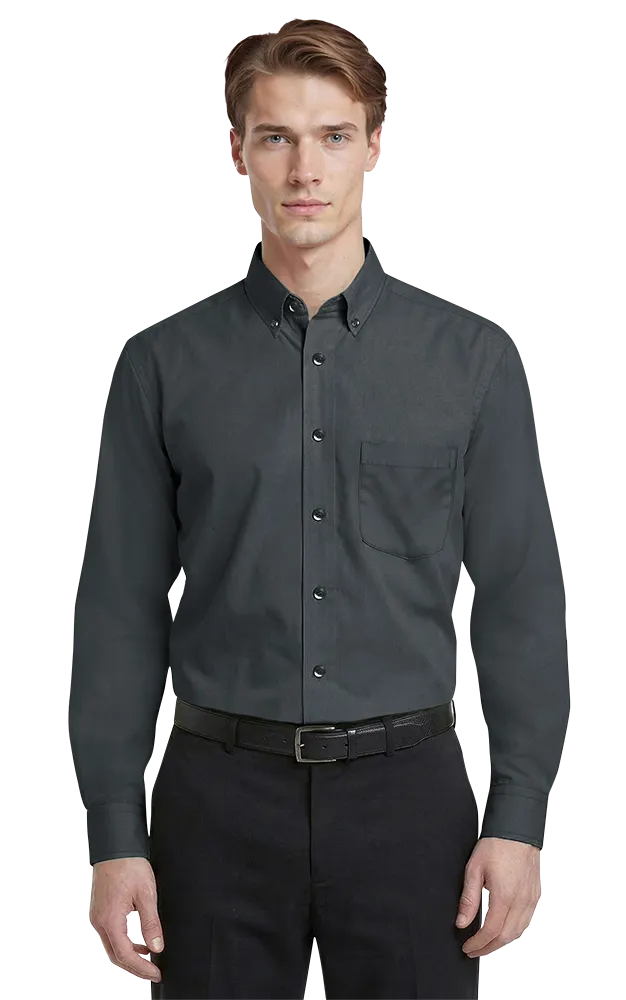 Blue Generation Men's L/S Superblend Poplin Shirt with Matching Buttons-BG7266