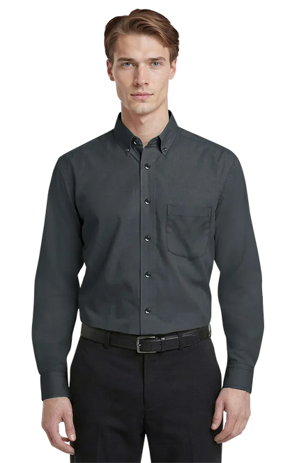 Blue Generation Men's L/S Superblend Poplin Shirt with Matching Buttons-BG7266