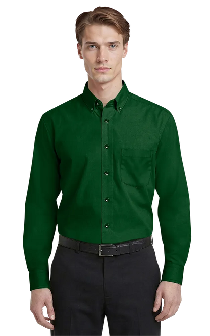 Blue Generation Men's L/S Superblend Poplin Shirt with Matching Buttons-BG7266