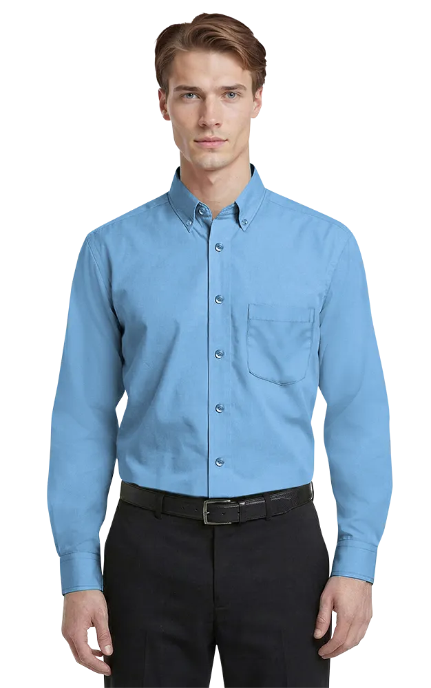 Blue Generation Men's L/S Superblend Poplin Shirt with Matching Buttons-BG7266