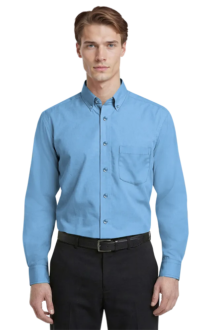Blue Generation Men's L/S Superblend Poplin Shirt with Matching Buttons-BG7266