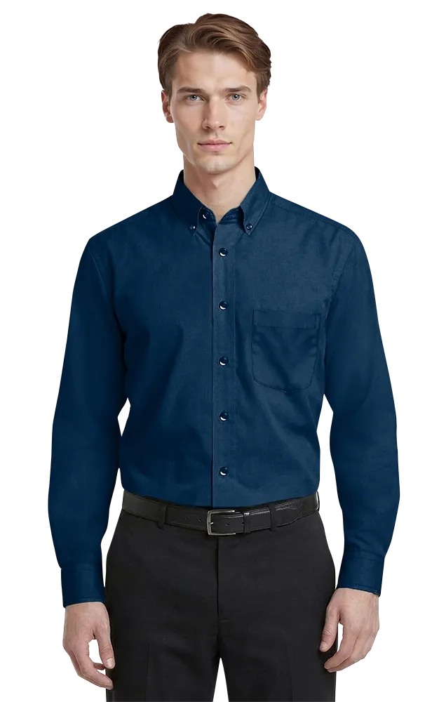 Blue Generation Men's L/S Superblend Poplin Shirt with Matching Buttons-BG7266