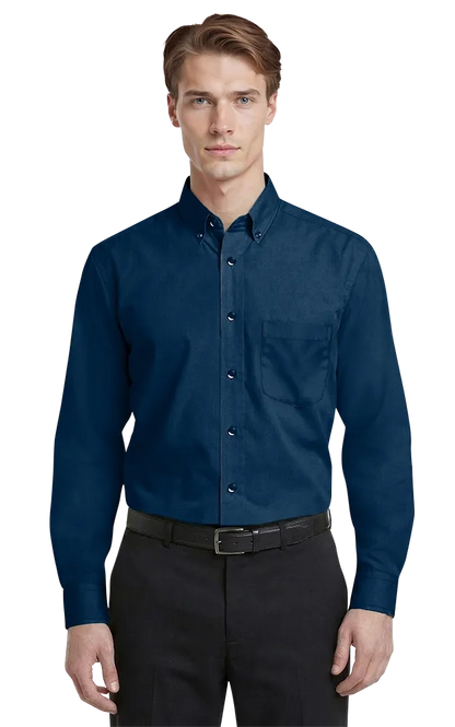 Blue Generation Men's L/S Superblend Poplin Shirt with Matching Buttons-BG7266