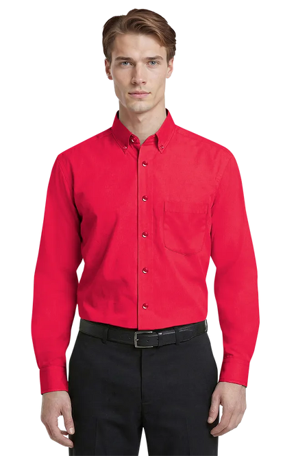 Blue Generation Men's L/S Superblend Poplin Shirt with Matching Buttons-BG7266