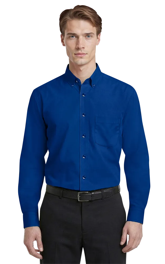 Blue Generation Men's L/S Superblend Poplin Shirt with Matching Buttons-BG7266