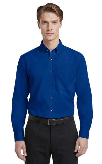 Blue Generation Men's L/S Superblend Poplin Shirt with Matching Buttons-BG7266