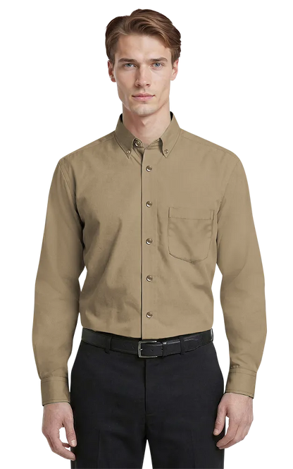Blue Generation Men's L/S Superblend Poplin Shirt with Matching Buttons-BG7266