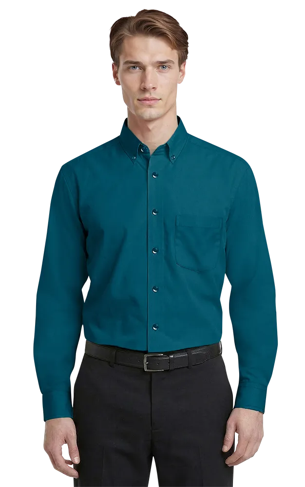 Blue Generation Men's L/S Superblend Poplin Shirt with Matching Buttons-BG7266