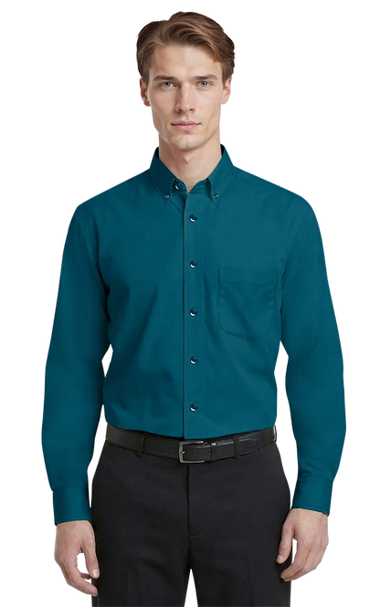 Blue Generation Men's L/S Superblend Poplin Shirt with Matching Buttons-BG7266