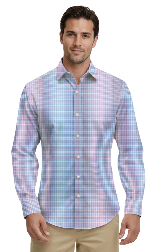 Blue Generation Mens L/S Tricolor Plaid-BG7271