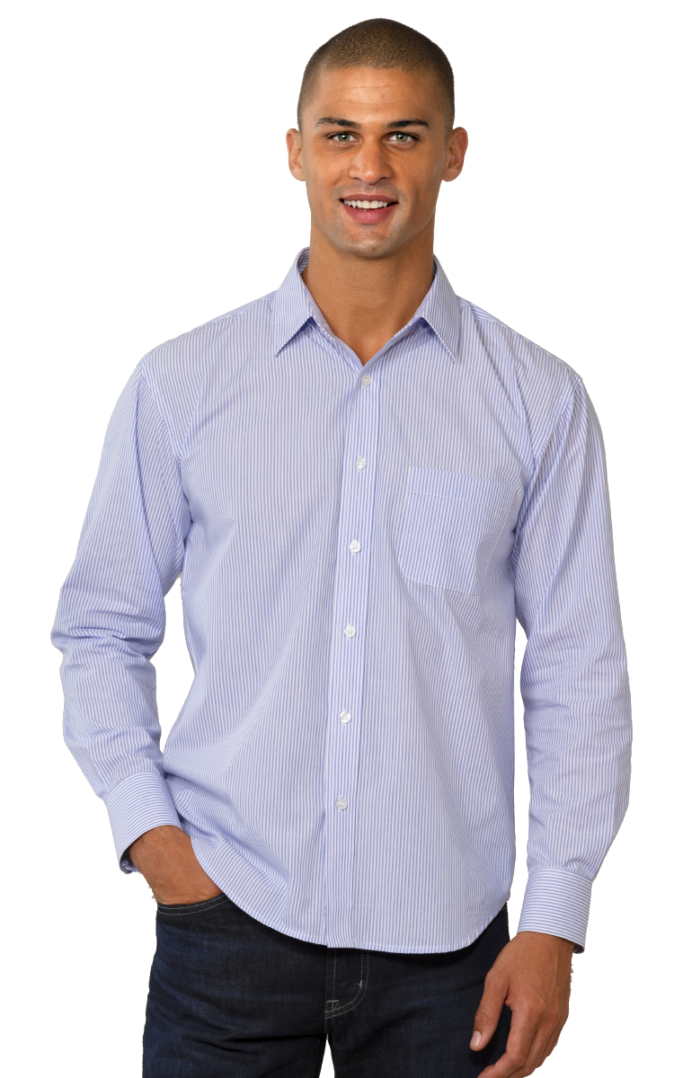 Blue Generation Mens L/S Stripe Shirt-BG7272