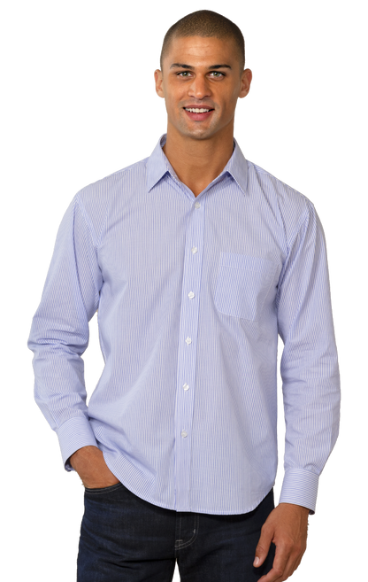 Blue Generation Mens L/S Stripe Shirt-BG7272