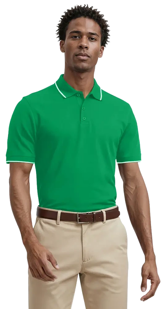 Blue Generation Men's Striped Trim Value Wicking Polo-BG7301