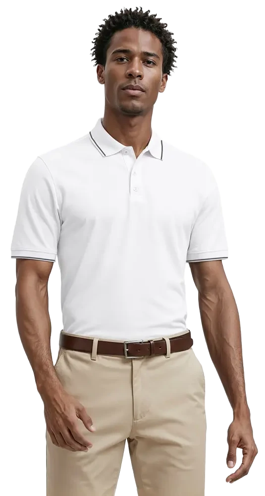 Blue Generation Men's Striped Trim Value Wicking Polo-BG7301